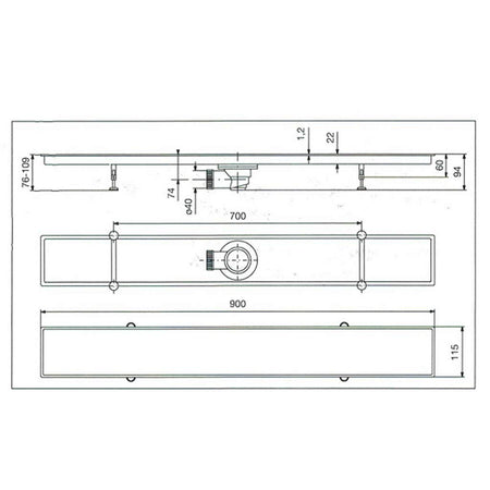 Canalina Di Scarico Griglia Doccia Onda Con Sifone In Acciaio Inox 90 Cm Vicario