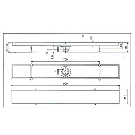 Canalina Di Scarico Griglia Doccia Onda Con Sifone In Acciaio Inox 90 Cm Vicario