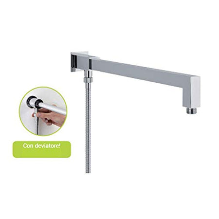Braccio Doccia Con Deviatore Per Soffione Bagno Cromato Bd 6042 Dv Sphera