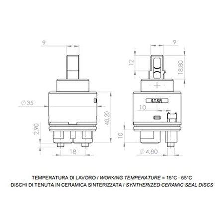 Cartuccia Di Ricambio Dischi Ceramici 35 Mm A820 Daniel Rubinetterie