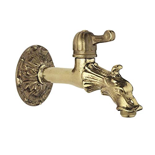 Rubinetto Esterno Artistico Drago Ottone Per Fontana Giardino Leva Più Rosone