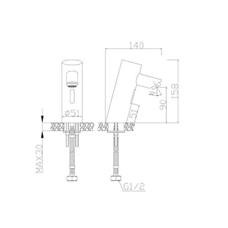 Rubinetto Con Fotocellula A Batterie In Ottone Cromato 07261.B Nofer