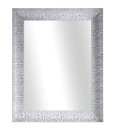 MOBILI2G - Specchiera laccata bianco lucido con particolari foglia argento brillante rettangolare- Misure: l.79 x h.99 x p.5