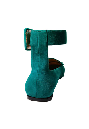 sergio rossi Scarpe Donna Sergio Rossi Fibbia fasciata con borchie-pelle scamosciata verde-placchetta argento da donna