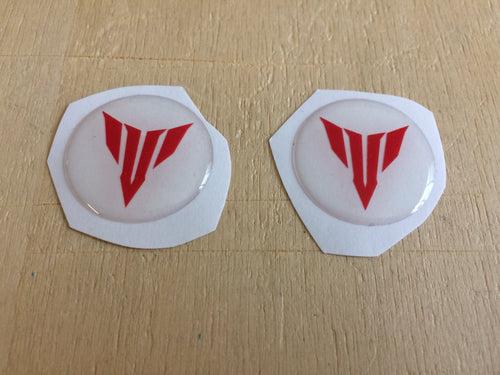 2 ADESIVI 3D Tondi 25mm Compatibili per YAMAHA MOTO MT-07 Trasparente-Rosso