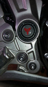 2 ADESIVI 3D Tondi 25mm Compatibili per YAMAHA MOTO MT-07 Trasparente-Rosso