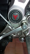 2 ADESIVI 3D Tondi 25mm Compatibili per YAMAHA MOTO MT-07 Trasparente-Rosso