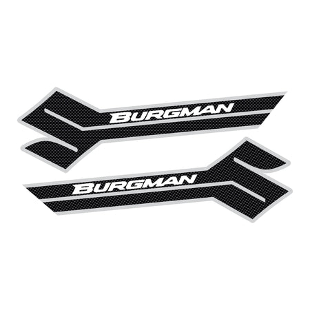 2 ADESIVI-STICKERS prespaziati Carbonio SCRITTA BURGMAN Accessori SCOOTER SUZUKI