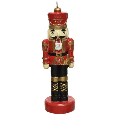 Candela a forma di schiaccianoci decorativa in cera h 20 cm