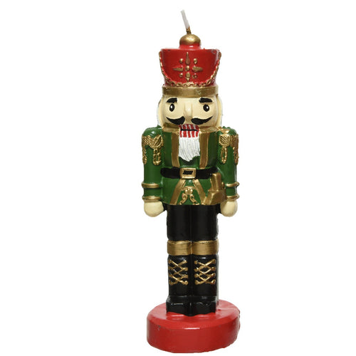 Candela a forma di schiaccianoci decorativa in cera h 20 cm