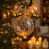 Palline per albero di Natale in vetro decorate con rami glitter Ø 10 cm