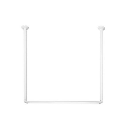 Bastone Per Tenda Doccia Doccia 3 Lati In Alluminio Bianco- Bianco 80X80X80 Cm- Spire- Pezzi 1