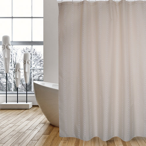 Tenda Per Doccia In Tessuto Poliestere Berbera- Cm 180X200 Beige- Spire- Pezzi 1