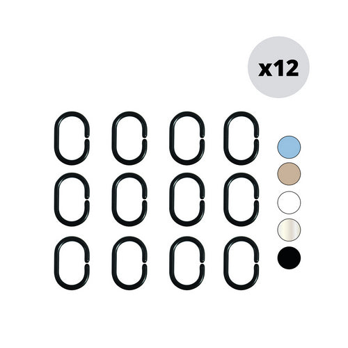 12 Pz Anelli Per Tenda Doccia In Polipropilene- Azzurri- Spire- Pezzi 1