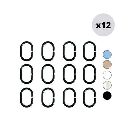 12 Pz Anelli Per Tenda Doccia In Polipropilene- Trasparente- Spire- Pezzi 1