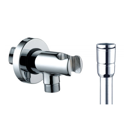 Supporto Doccia Con Arresto Acqua + Flessibile Ottone- Cromo- Bossi- Pezzi 1