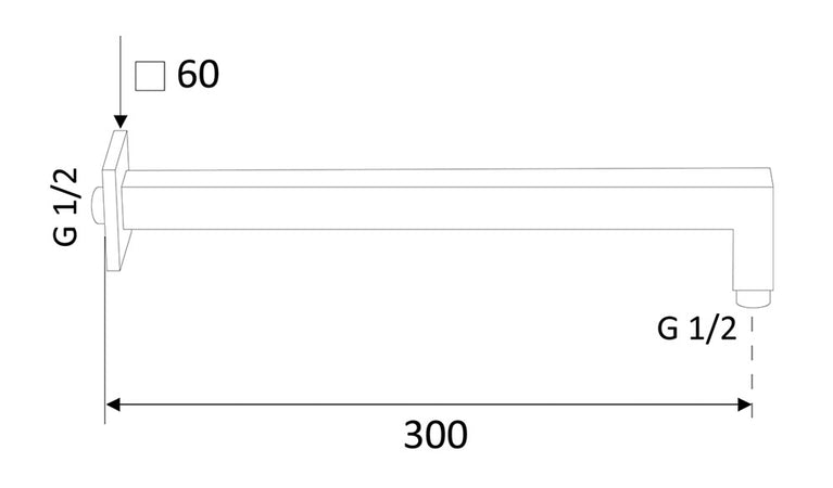 Braccio Doccia Quadrato Pesante- Cromo Lucido Cm 30- Remer- Pezzi 1