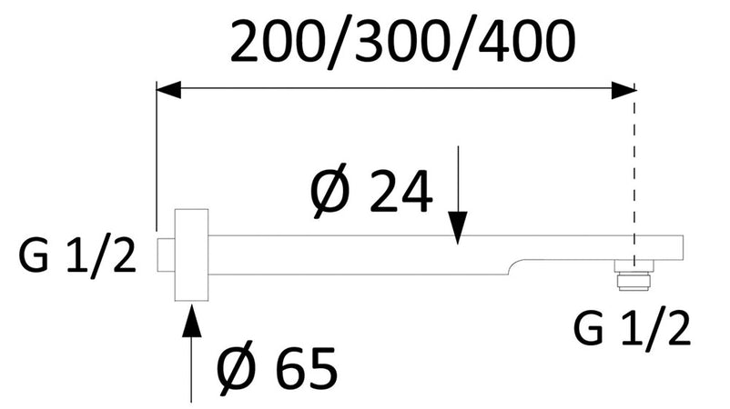Braccio Doccia Minimal In Ottone Cromato Con Rosetta- Cm 30- Remer- Pezzi 1