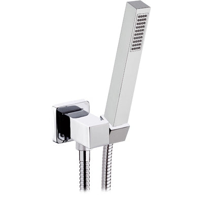 Presa Acqua Quadrata Supporto In Ottone + Doccetta Polar + Flessibile- Cromo- Maria- Pezzi 1