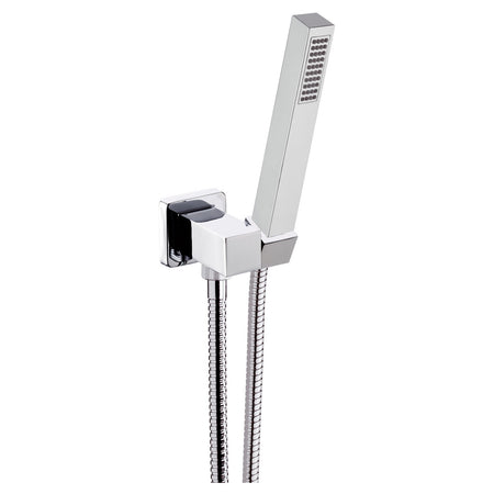 Presa Acqua Quadrata Supporto In Ottone + Doccetta Polar + Flessibile- Cromo- Maria- Pezzi 1