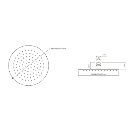 Soffione Doccia Tondo Ultra Slim Acciaio Inox- Diam. 250 Mm- Dh- Pezzi 1