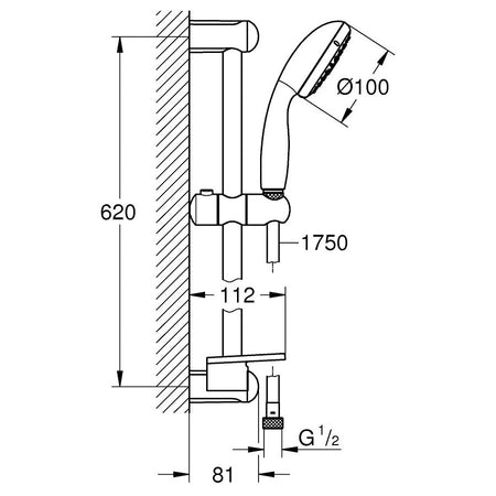 Saliscendi Doccia New Tempesta Grohe- Cromo- Grohe- Pezzi 1