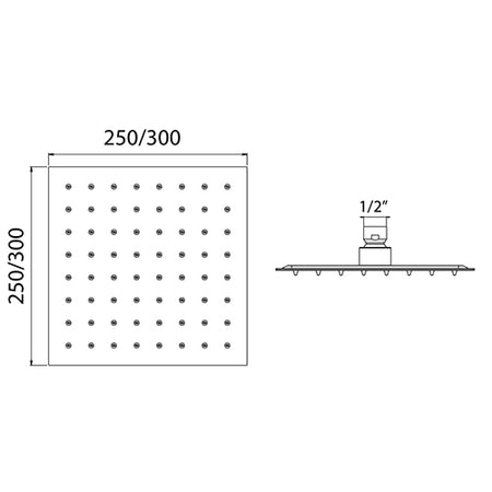 Soffione Slim Quadro- Nero Opaco Cm 30 X 30- Remer- Pezzi 1