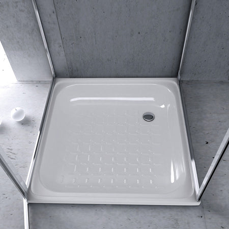 Piatto Doccia In Acciaio Bianco- Cm. 70 X 70 X H. 8- Smavi- Pezzi 1