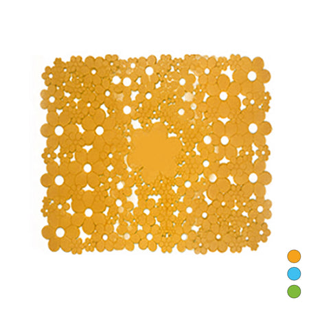Tappeto Antiscivolo Mod. Flowers Cm 53 X 53- Arancio- Dh- Pezzi 1