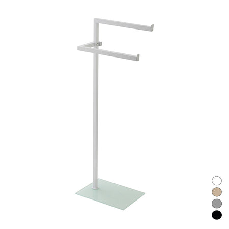 Piantana Portasciugamani Nera In Acciaio Con Base In Vetro Temperato 20X86,5X28 Cm Feridras