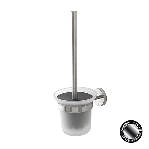 Porta Scopino Da Parete In Acciaio Inox Satinato E Vetro Satinato Linea City Feridras