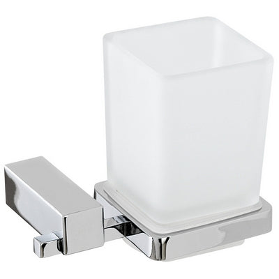 Porta Spazzolino Da Parete In Acciaio Cromato E Vetro Satinato Antiruggine Linea Unica Feridras