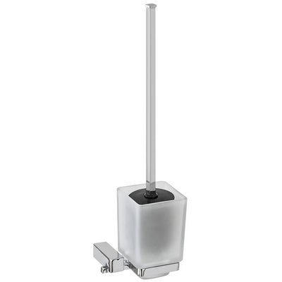 Porta Scopino Da Parete In Acciaio Cromato E Vetro Satinato Antiruggine Linea Unica Feridras