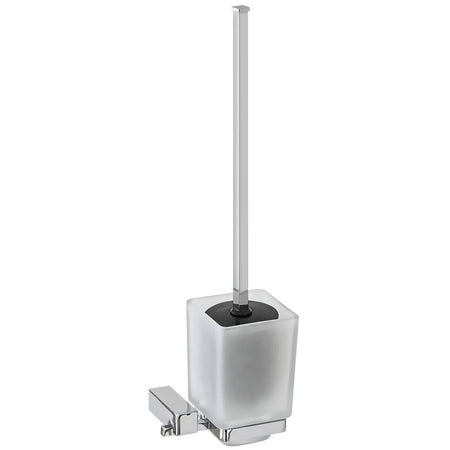 Porta Scopino Da Parete In Acciaio Cromato E Vetro Satinato Antiruggine Linea Unica Feridras