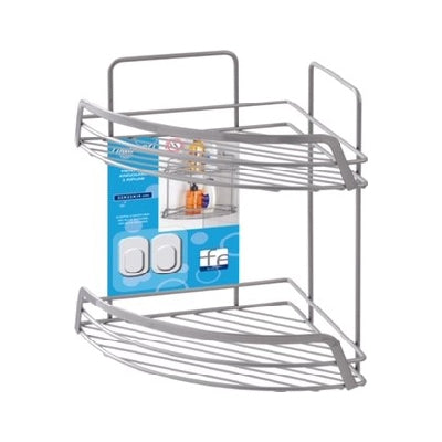 Mensola Doccia Angolare Portaoggetti 2 Ripiani In Acciaio Cromato Satinato Antiruggine Linea Linda 2.0 Feridras