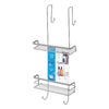 Mensola Portaoggetti Doccia 2 Ripiani Con Gancio Superiore Acciaio Cromato Satinato Antiruggine Linea Linda 2.0 Feridras