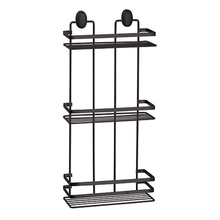 Mensola Doccia Rettangolare 3 Ripiani In Acciaio Nero Opaco Linea Cover Black Feridras