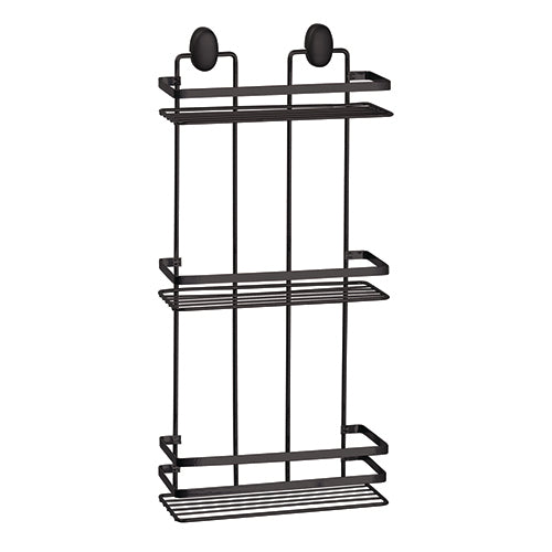 Mensola Doccia Rettangolare 3 Ripiani In Acciaio Nero Opaco Linea Cover Black Feridras