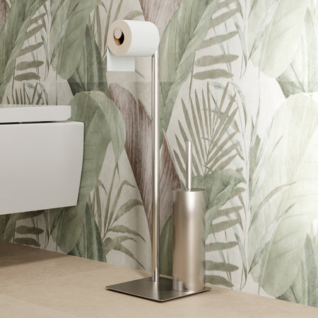 Piantana Porta Scopino Poseidon- Cromo Cm 20 X H. 64,2 X 18- Metaf- Pezzi 1