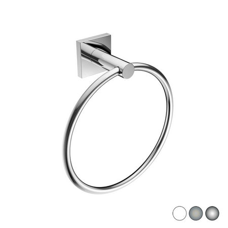 Porta Asciugamani Ad Anello Mod. Hotel Maison- Spazzolato Cm 19 X H.21 X 7,4- Metaf- Pezzi 1