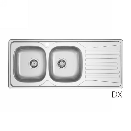 Lavello Incasso In Acciaio Inox Mod. Ls01 116X50 Cm- Cm. 116 Gocciolatoio Dx- Dh- Pezzi 1