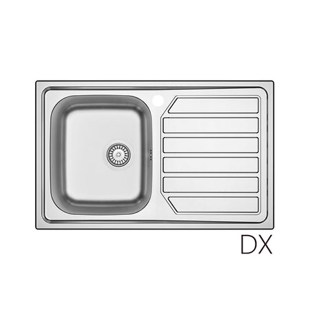 Lavello Incasso In Acciaio Inox Mod. Ls04 Cm 80X50- Cm. 80 Gocciolatoio Sx- Dh- Pezzi 1