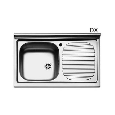 Lavello Appoggio In Acciaio Inox Con 1 Vaschetta- Cm. 80 Gocciolatoio Sx- Apell- Pezzi 1