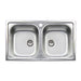 Lavello Incasso Acciaio Inox 2 Vasche Cm 86- Cm 86- Apell- Pezzi 1
