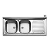 Lavello Appoggio In Acciaio Inox Con 2 Vaschette- Cm 120 Gocciolatoio Dx- Apell- Pezzi 1