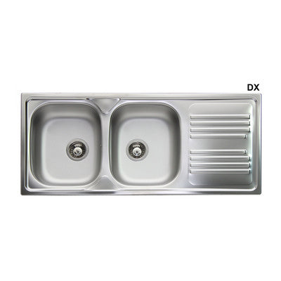 Lavello Incasso In Acciaio Inox Con 2 Vasche- Cm 116 Gocciolatoio Dx- Apell- Pezzi 1