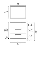 Mobile Bagno Athena 3 Cassetti (Da Montare)- Cm 86 X 80 X 45 Rovere Alaska- Dh- Pezzi 1
