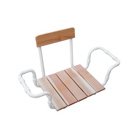 Sedile Per Vasca Regolabile Larice Con Schienale Telaio Bianco- Larice - Bianco- Dh- Pezzi 1