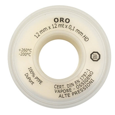 Nastro Ptfe Teflon Oro 12Mm X 12Mt X 0.10Mm- Oro- Camon- Pezzi 1