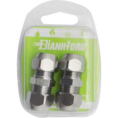 2 Pz Raccordi Diritti Doppi Con Dadi Conici Cromati Blister- Pz.2 X (3/8X3/8) Diam.12- Faidf- Pezzi 1